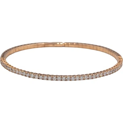 Полугибкий браслет из розового золота 14 карат с выращенными в лаборатории бриллиантами круглой огранки 1,70 карата - Изображение 1 из 4