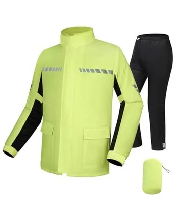 Дождевик CTBQiTom, легкий мотоциклетный дождевик с X-Large высокой видимостью желтый - Изображение 1 из 4