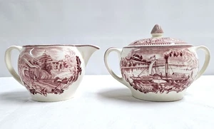 Juego de crema y azucarero rosa Johnson Brothers Historic America - Imagen 1 de 4