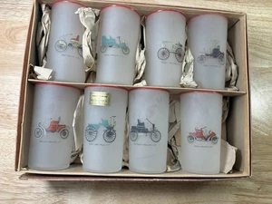 Hansetta Artware New York 8 Stück handbemalt 1900er Automobil High Ball Gläser NOS - Bild 1 von 10