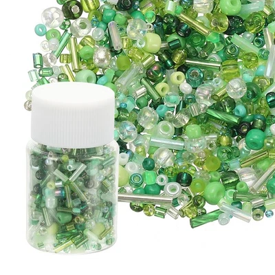 Paquete de 1200 cuentas de semillas de vidrio, cuentas de corneta de 1-4 mm/0,04-0,16 pulgadas [verde] Foto 1 de 4