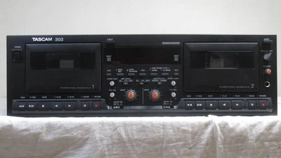 TASCAM 302 Dual Cassette Tape Player Recorder Auto Reverse PB / REC Black - Image 1 of 4