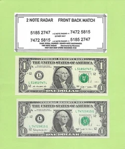 '51852747 & 74725815' .. FORWARD & BACK SERIAL $1 MATCH ..CU.. 2009 & 1963B - Picture 1 of 1