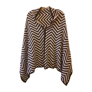 Kendall & James Cardishawl Knit Poncho Zig Zag Black Gray Sparkle One Size - Picture 1 of 8
