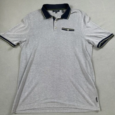Camisa Polo Ted Baker London Para Hombre XL 5 Gris Jaspeado Borde Manga Corta Informal Foto 1 de 4