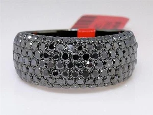 Mens Black on Black PVD Diamond Round Cut Pave Wedding Band Ring 2.5 Ct - Picture 1 of 1