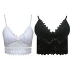 Womens V-Neck Bralette Hollow Out Floral Lace Wireless Crop Top Camisole