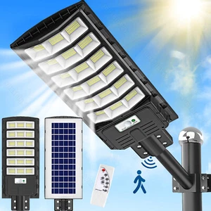 LED Solar Straßenlampe mit Bewegungsmelder Straßenlaterne Solarleuchte Kaltweiß - Bild 1 von 27