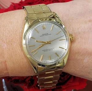 Vintage 1966 Rolex Oyster Perpetual 34mm Gold Plaque Capped Silver Dial 1024 - Picture 1 of 8