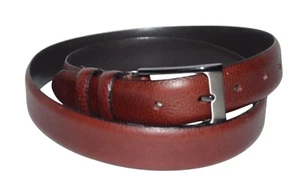 Status Mens Dress Belt Size 38 Brown Italian Leather Double Keeper Loop - Picture 1 of 7