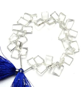 Rock Crystal Quartz Gem Faceted Slice Shape Beads 8" 115Cts. Jewelry Supplies - Picture 1 of 3