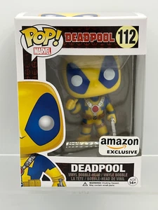Funko Pop! No. 112 Deadpool Bobblehead Yellow Blue Thumbs Up Amazon Exc. NIB - Picture 1 of 10