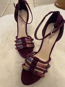 Justfabulous Womens Spiked Heels Sz 8M Purple/ Ankle Strap Open Toe - Picture 1 of 12