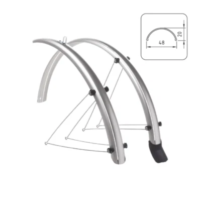 Coppia di parafanghi PARASCHIZZI BICI CITY BIKE 28'' larghezza 48mm silver BTA