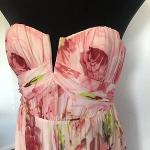 NWT Asos Petite Dress Size 12 US 8 Floral Pink Lined Strapless Women's - Picture 1 of 16