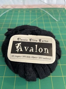 Vintage Classic Elite Yarns Avalon Black 50% Baby Alpaca, 25% Angora 25% Lambswl - Picture 1 of 4