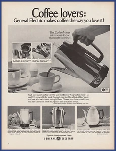 Vintage 1967 GENERAL ELECTRIC GE Coffee Maker Small Appliance 60's Print Ad - Picture 1 of 1