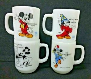 set 4 tazze DISNEY blu PEPSI topolino Willie Fantasia Club oggi ancoraggio gancio - Foto 1 di 6