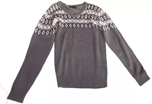 HERREN L FOREVER 21 GRAU WEISS GEOMETRISCHES MUSTER PULLOVER BRUST 42" 107 cm - Bild 1 von 2