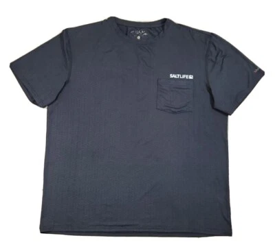 Salt Life Live Salty Men's LARGE Stretch Performance T Shirt Pocket Tee Black — 第 1/4 张图片