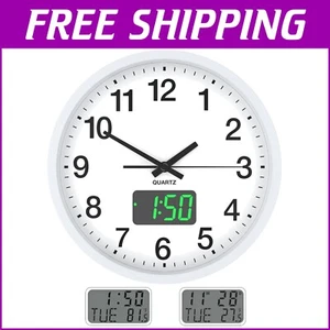 12-Inch Smart Wall Clock: Analog & LCD Display with Adjustable Light Sensor - Picture 1 of 9
