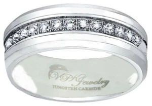 6 - 8mm Tungsten Carbide Men/Women Wedding Band Ring 13 CZ  sz 4-15 VPKJewelry   - Picture 1 of 10