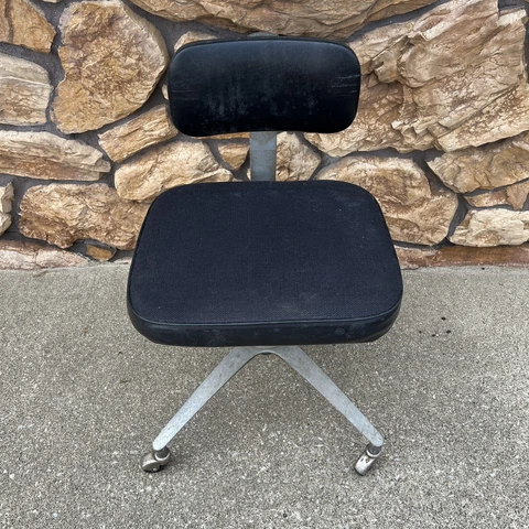Vintage Mid Century Eck Adams Industrial Metal Black Desk Office Chair Cover