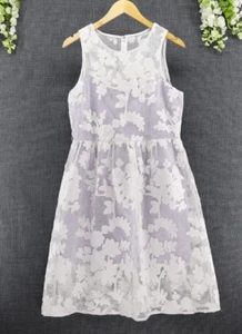 Belle Badgley Mischka Damen Nastia weiß Blumen Spitze und Lavendel Kleid Gr. 14 - Bild 1 von 9