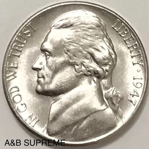 1947 S Jefferson Nickel Gem Bu Uncirculated Cover