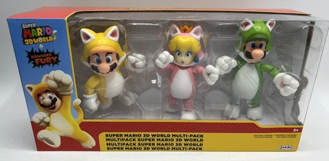 2021 Super Mario 3D World 3-Pack Bowsers Fury Cat Mario Peach Luigi Figures Cover