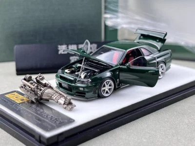  PGM 1:64 Green Skyline GTR R34 Nismo Z-Tune Sports Model Diecast Collect Car - Image 1 of 4