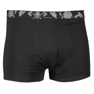 Mil-Tec Hombre Boxer Shorts Pack de 2 en Negro Cintura Ancha Estampado Calavera - Imagen 1 de 2