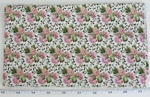Victorian Rose White Floral Flowers Quilt Fabric Floral Repro Fat Quarter 1/4 yd