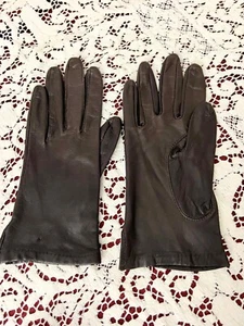 Vintage ARIS Brown Leather Gloves Women's Size 6 - Picture 1 of 7