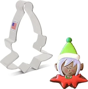 Cortador de galletas navideñas de metal ELF FACE HEAD 4 pulgadas de Ann Clark - Imagen 1 de 1