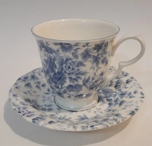 Vintage Nikko Tableware Tea Roses Blue Tea Cup and Saucer Japan - Picture 1 of 9