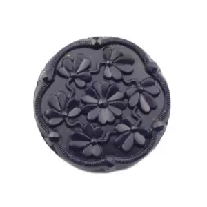 Vintage Czech dark navy blue flower glass button 27mm - Picture 1 of 3