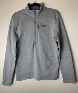 Marmot Men's Quarter Zip Fleece Pullover - Size M - Gray 1/4 Zip Collar Zipper - Picture 1 of 4