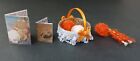 Handmade Miniature Dolls House 1/12th Scale Knitting Set.  Orange.