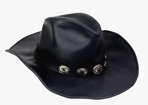 Bullhide Black Genuine Leather Cowboy Men's Hat Sz L - Picture 1 of 11