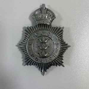 Casco de policía de la ciudad británica del casco placa insignia corona de reyes - Imagen 1 de 3