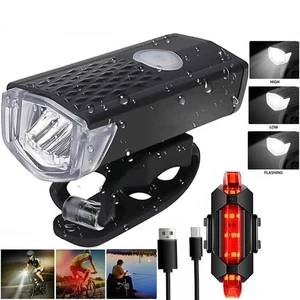 USB Recargable LED Faro Bicicleta Luz Cabeza Bicicleta Lámpara Delantera Trasera Ciclismo - Imagen 1 de 14
