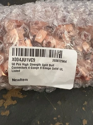 50 Allied #853 Copper Split Bolt Connectors UL Listed #4 To #8 S4 New - Image 1 of 3
