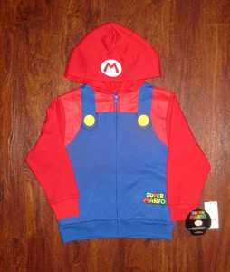 Nintendo Super Mario Boy's Size XS Full Zip Sweatshirt Blue Hooded NWT - Picture 1 of 6