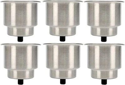 6件装不锈钢嵌入式杯饮料架带排水适用于船用房车 — 第 1/4 张图片