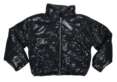 Abrigo para mujer Steve Madden Stratton estilo acolchado con lentejuelas cremallera completa M nuevo con etiquetas negro Foto 1 de 3