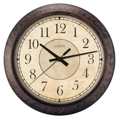 LaCrosse 404-2635 Analog Wall Clock, 14", Rustic Brown - Image 1 of 4