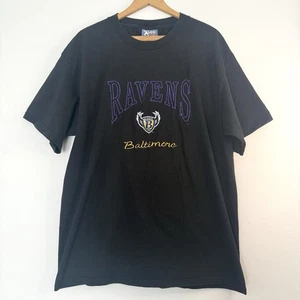 T-shirt nera ricamata vintage anni 90 Baltimore Ravens taglia XL Lee Sport - Foto 1 di 5