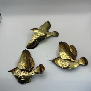 Vintage Home Interiors 3 Stück goldfarbene Vögel im Flug - Bild 1 von 4