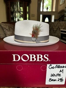 Dobbs Go Round Panama Straw White M 7 1/8 - 7 1/14 Great Fedora! - Picture 1 of 9